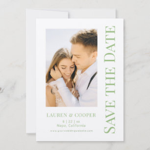 Save The Date Sage Green Stylish Modern Wedding