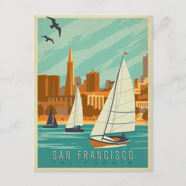 Save the Date | San Francisco, CA - Sailboats Announcement Postcard (Front)