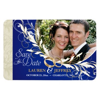 Save The Date - Sapphire Blue & Sage Photo Magnets by SquirrelHugger at Zazzle