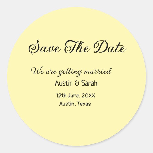 Save the date scan QR wedding website modern text Classic Round Sticker (Front)