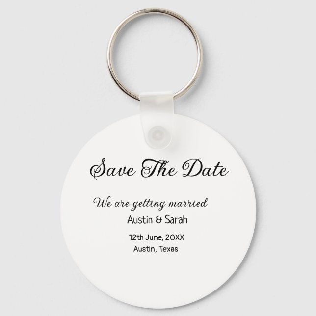 Save the date scan QR wedding website modern text Keychain (Front)