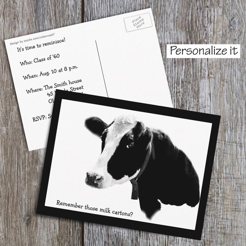 Save the Date _ School Reunion with a Cow Announcement Postcard