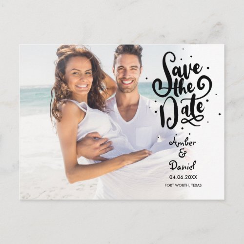 Save the Date Script Chic Spots Photo Postcard