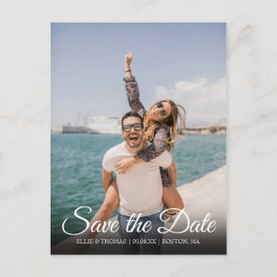 Save the Date Script Modern Photo Announcement Postcard