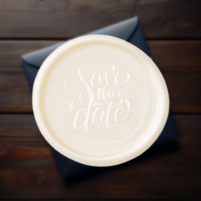Save the Date Script with Laurel Typography  Wax Seal Sticker (Creator Uploaded)