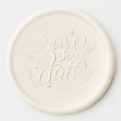 Save the Date Script with Laurel Typography  Wax Seal Sticker