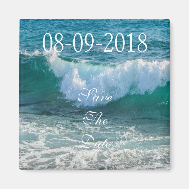 Save The Date, Sea Ocean Waves Water Sunny Blue Magnet (Front)