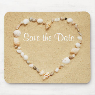 Save the Date Seashell Heart Mousepad