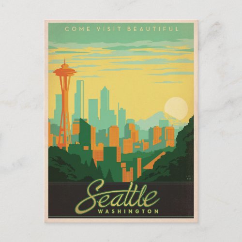 Save the Date  Seattle WA Announcement Postcard