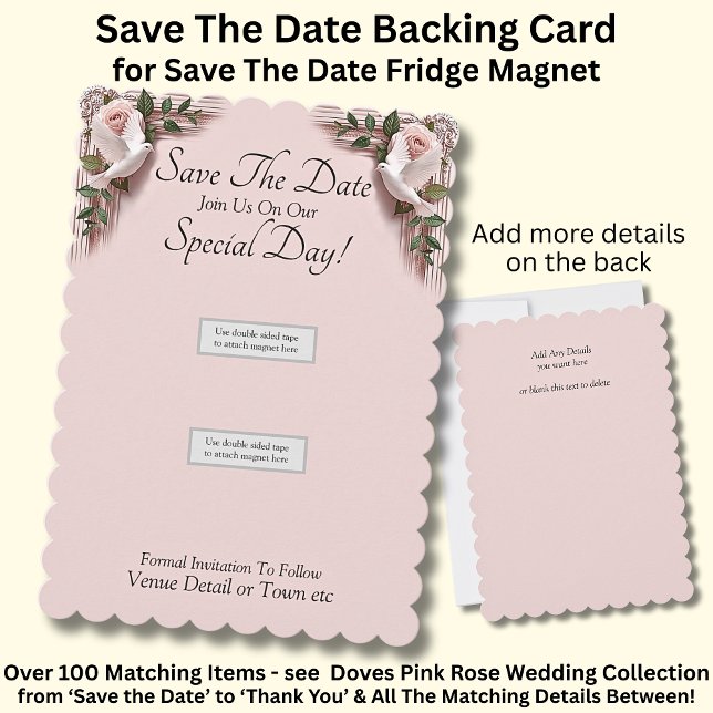 Save The Date, see matching Magnet Dove Pink Roses (Creator Uploaded)