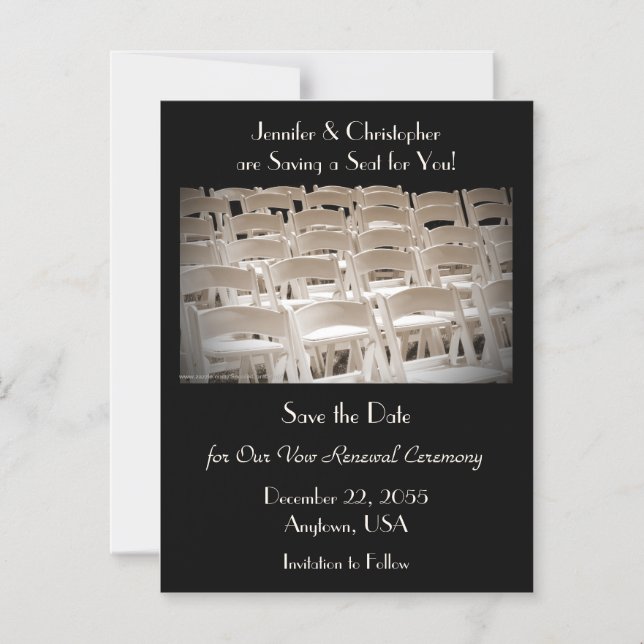 Save the Date Sepia Vow Renewal Chairs Magnet (Front)
