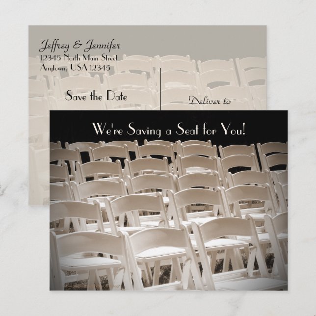 Save the Date Sepia Wedding Chairs  Announcement Postcard (Front/Back)