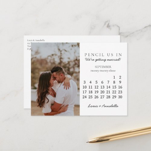 Save the Date September 2023 Monthly Calendar Postcard