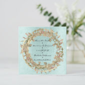 Save The Date Shabby Cottage Gold Floral Pink Aqua (Standing Front)