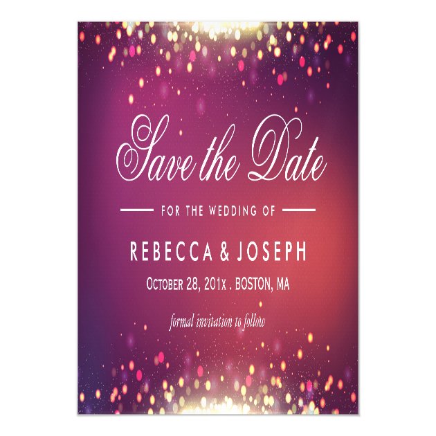 Save The Date Shimmer Gold Glitter Sparkle Dots Magnetic Card