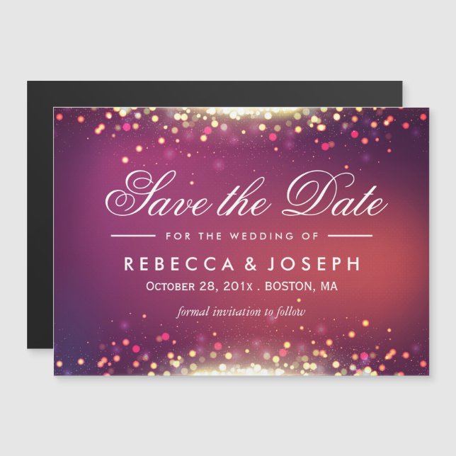 Save the Date Shimmer Gold Glitter Sparkle Dots Magnetic Invitation (Front/Back)