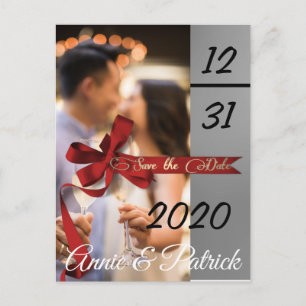 Save the Date Silver and Black Postcard