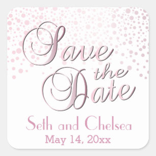 Save the Date Silver Dots Personalize Square Sticker