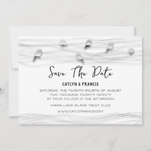 Save The Date Silver Gray White Foto Cottage Invitation