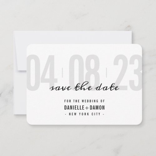 SAVE THE DATE simple block modern pale gray black RSVP Card