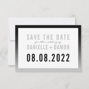 SAVE THE DATE simple block type modern black ombre RSVP Card