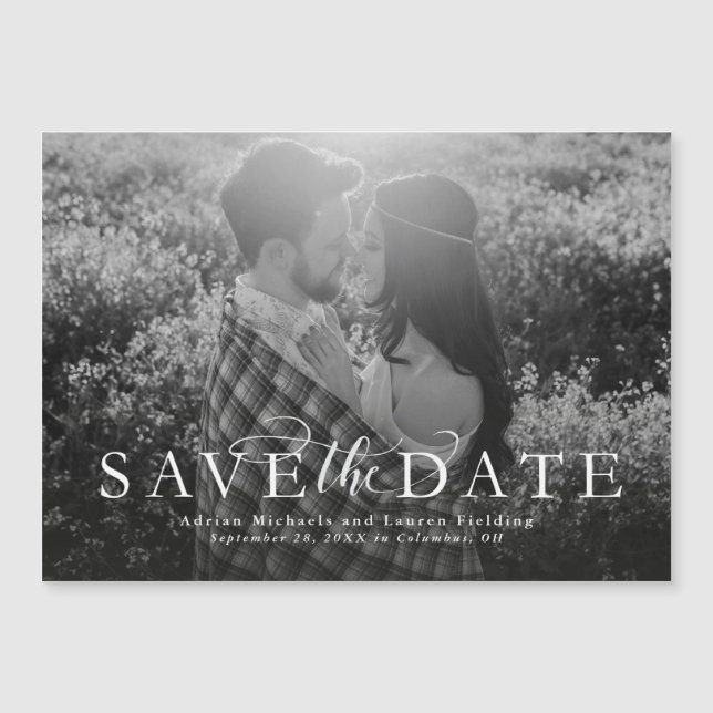 Save the date simple elegant one photo magnet (Front)
