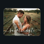 save the date simple handwriting couple photo magnet<br><div class="desc">elegant save the date simple handwriting couple photo wedding Magnet</div>