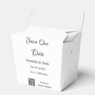 Save the date simple minimal QR scan code details  Favor Boxes