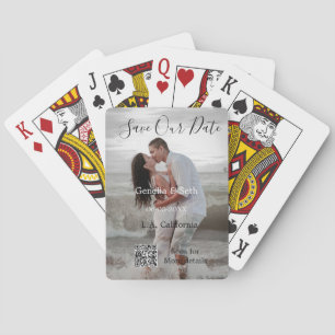Save the date simple minimal QR scan code details Poker Cards