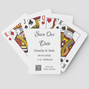 Save the date simple minimal QR scan code details Poker Cards