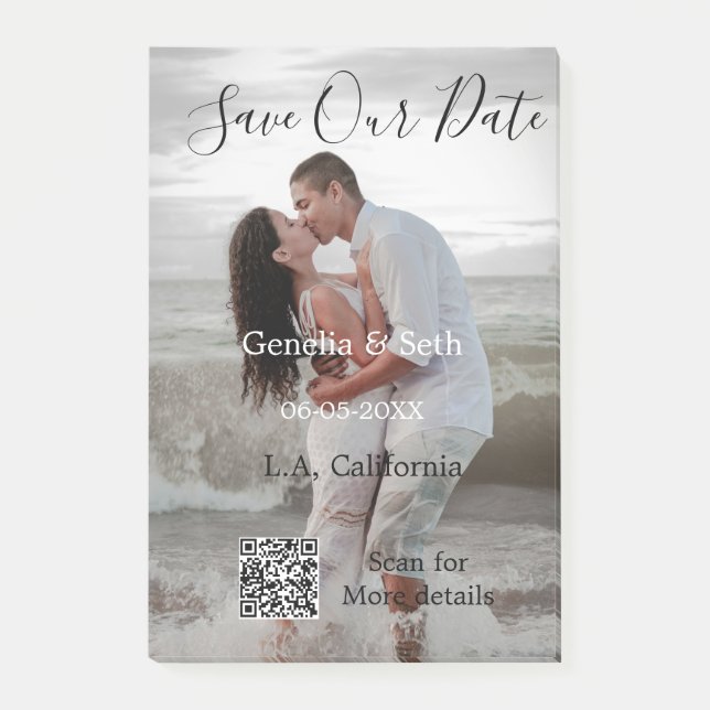 Save the date simple minimal QR scan code details  Post-it Notes (Front)