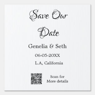 Save the date simple minimal QR scan code details Sign