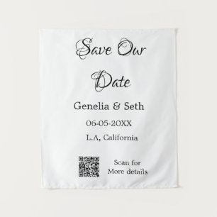 Save the date simple minimal QR scan code details Tapestry
