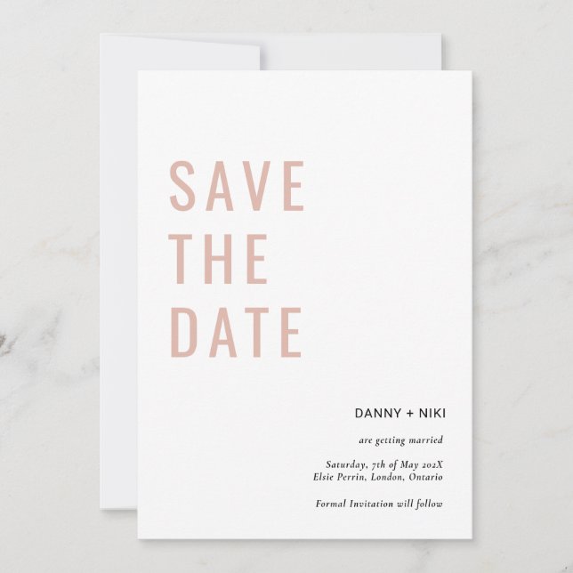Save the date Simple Minimalist Invitation (Front)
