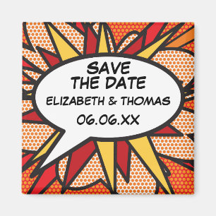 Save The Date Simple Modern Fun Comic Book Magnet