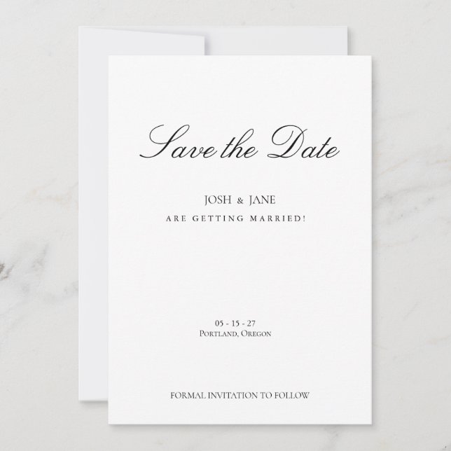 Save the Date Simple Modern Minimalist  (Front)