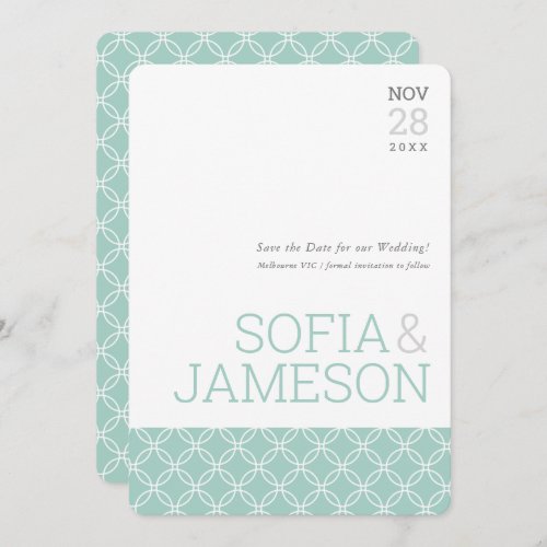 SAVE THE DATE simple modern type pastel gray mint Invitation