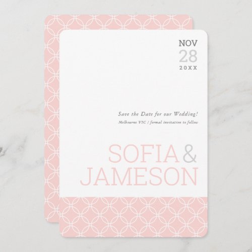 SAVE THE DATE simple modern type pastel gray pink Invitation
