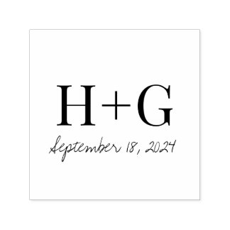 Save The Date Simple Monogram Self-inking Stamp