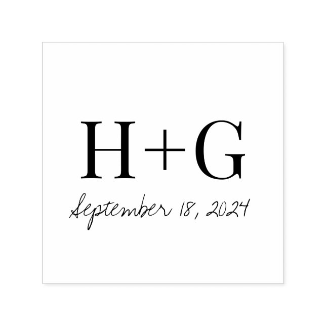 Save The Date Simple Monogram Self-inking Stamp (Design)