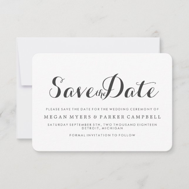 Save the Date | Simplistic Mod White Dark Grey (Front)