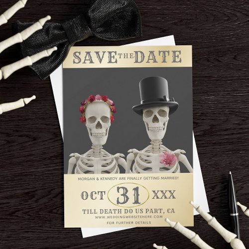 Save The Date Skeletons October Halloween Wedding