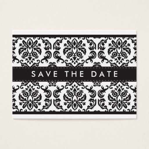 Customizable SAVE THE DATE :: small card :: damask - black Business Card Template