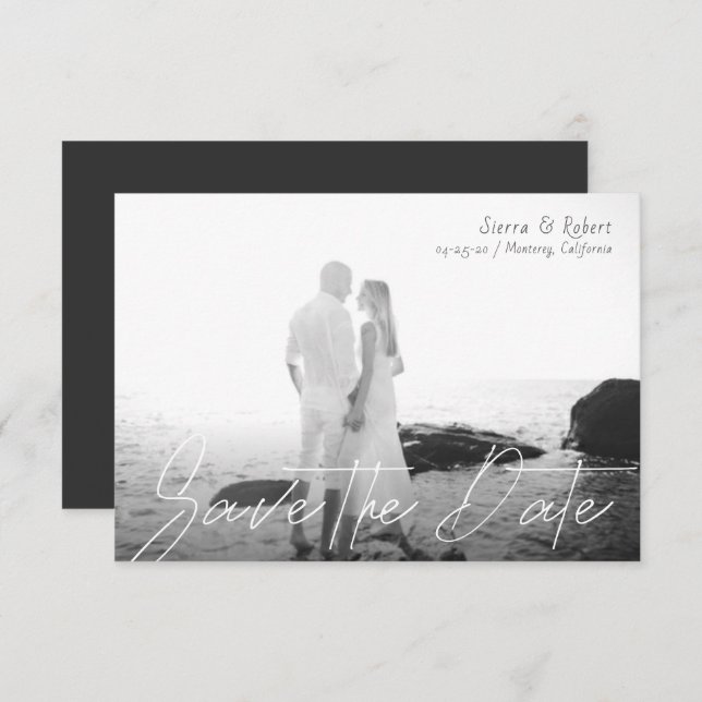Save the Date Small Smooth Stroke Announcement (Front/Back)