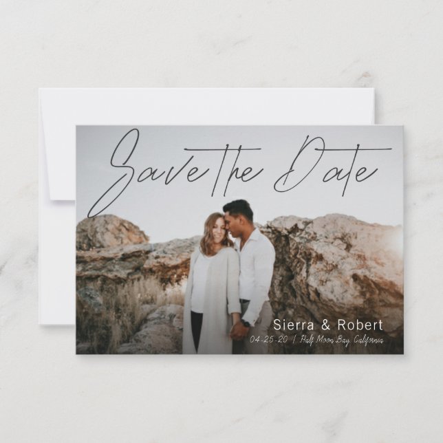 Save the Date Smooth Pen Stroke Announcement (Front)