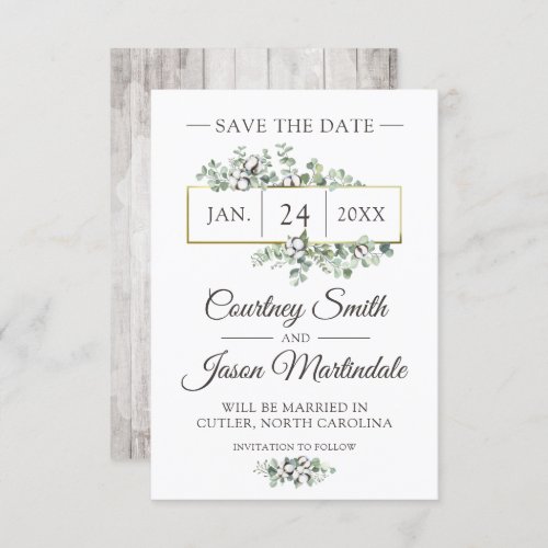 Save The Date Southern Cotton Country Wedding Card