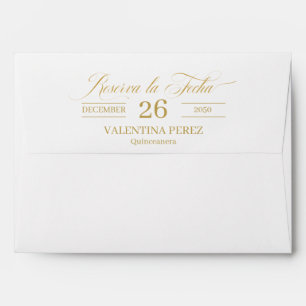 Save the Date Spanish Quinceanera with Gold Envelope