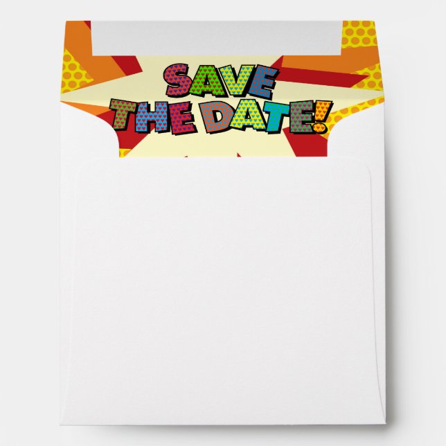 Save the Date Speech Bubble Colorful Modern Fun Envelope (Back (Bottom))