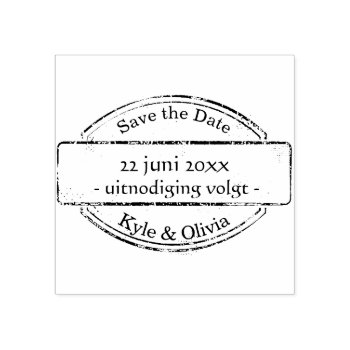 Save The Date Stamp With Names And Date | Fin-fish by 4aapjes at Zazzle