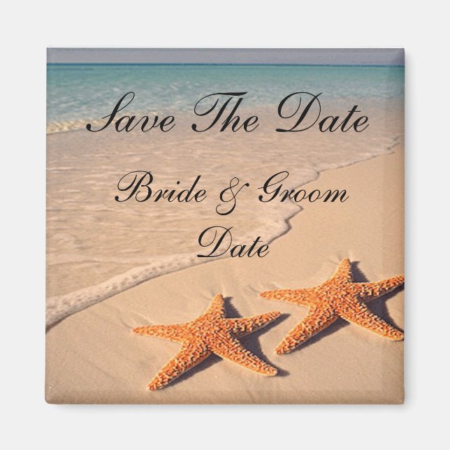 Save the Date Starfish Beach Wedding Magnets (Front)